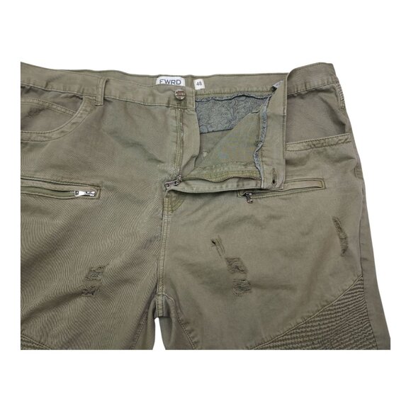 FWRD Denim & Co. Mens Jeans Size 48 Inseam 33 Distressed Cargo Pants Olive Green - Picture 3 of 13